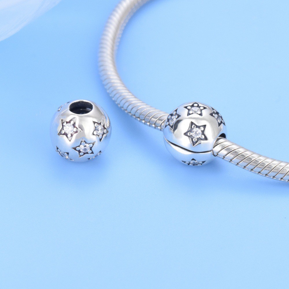 S925 sterling silver beaded DIY pendant pentagram - Image 4