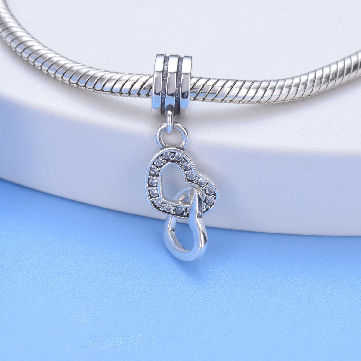 S925 sterling silver beaded DIY pendant heart shaped - Image 4