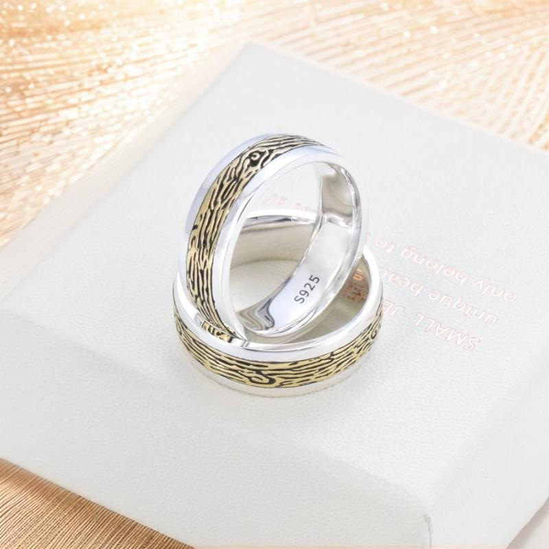 S925 sterling silver two-tone couple ring - Image 4
