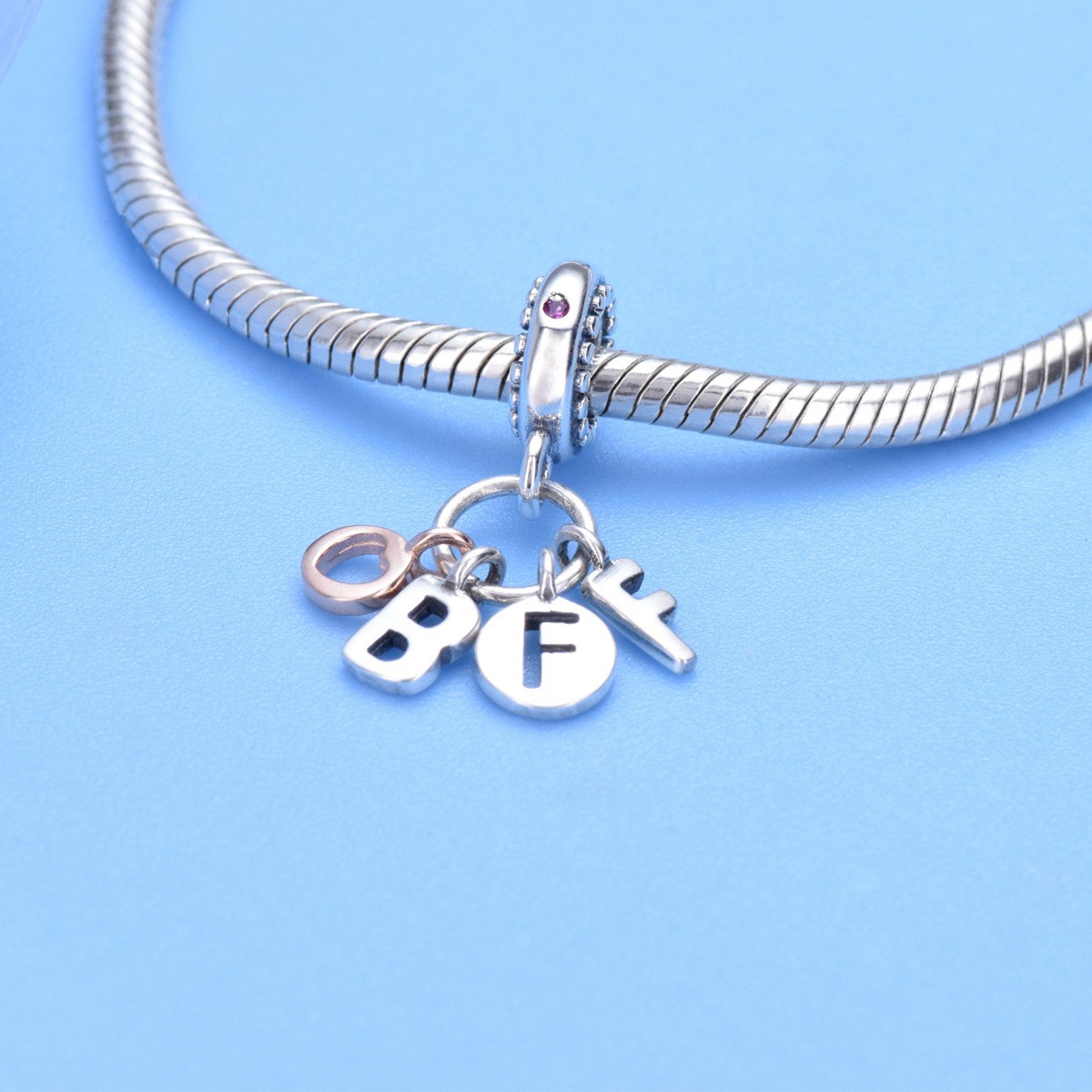 S925 sterling silver beaded DIY pendant lettering - Image 4