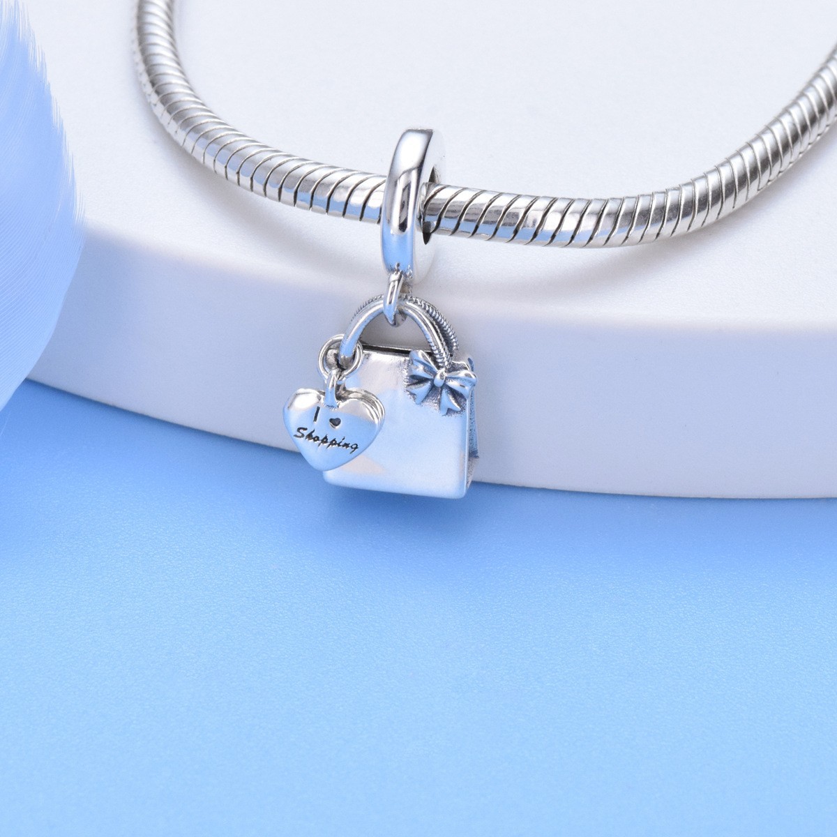 S925 Sterling Silver Beaded DIY Pendant Tote Bag - Image 4