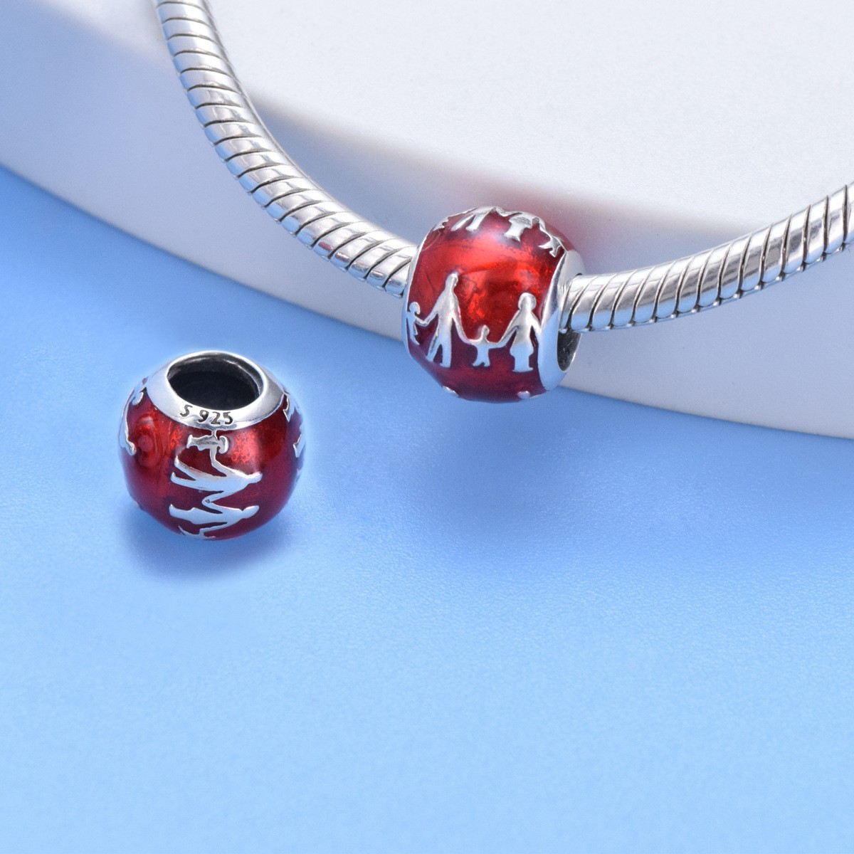 S925 sterling silver beaded DIY pendant for a family of four - Image 4