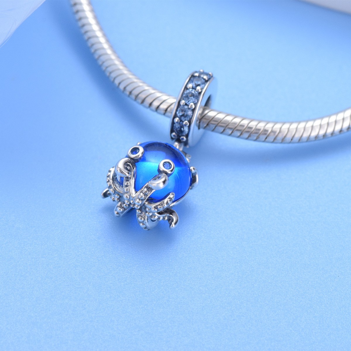 S925 Sterling Silver Beaded DIY Pendant Octopus - Image 4