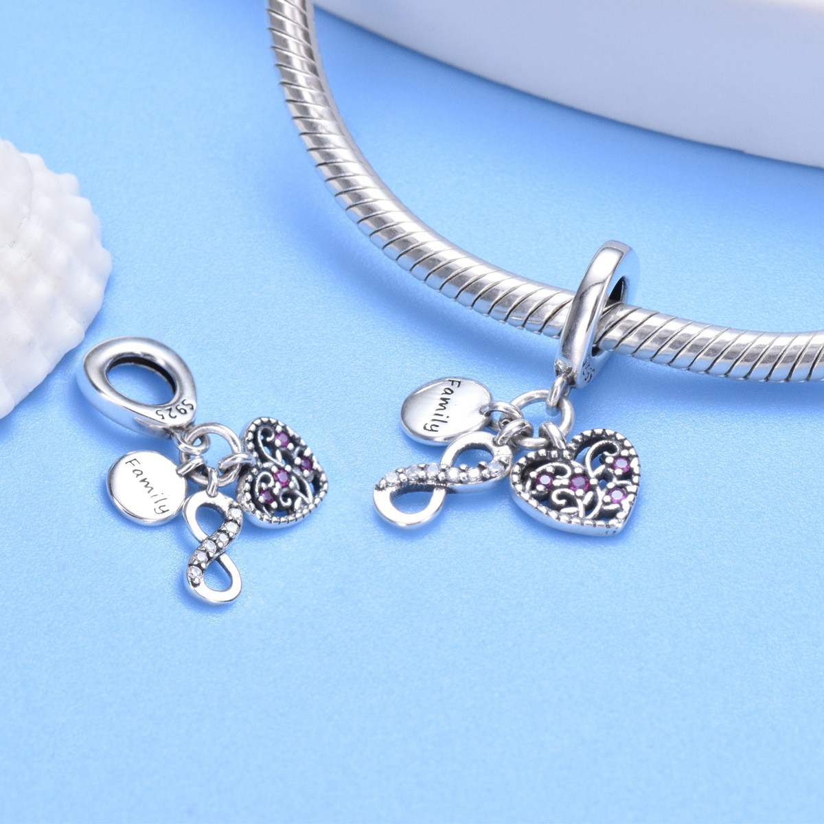 S925 Sterling Silver Beaded DIY Pendant Family Tree - Image 4