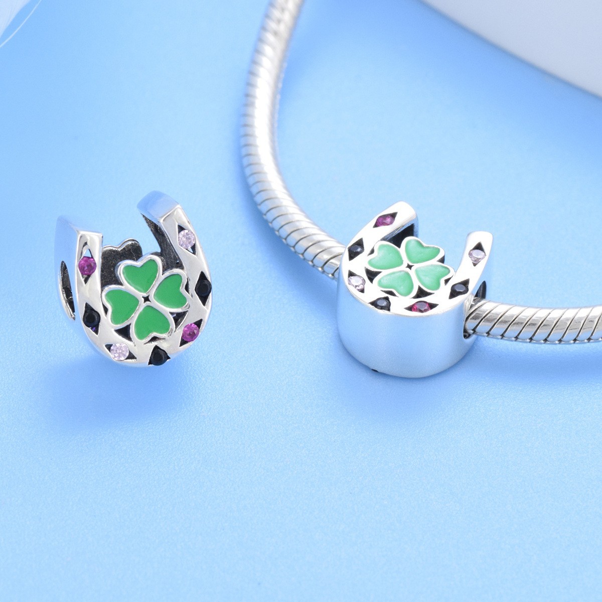 S925 Sterling Silver Beaded DIY Pendant Heart Shaped Flowers - Image 4