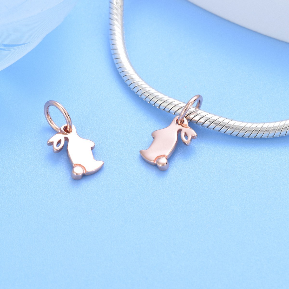 S925 sterling silver beaded DIY pendant rabbit - Image 4