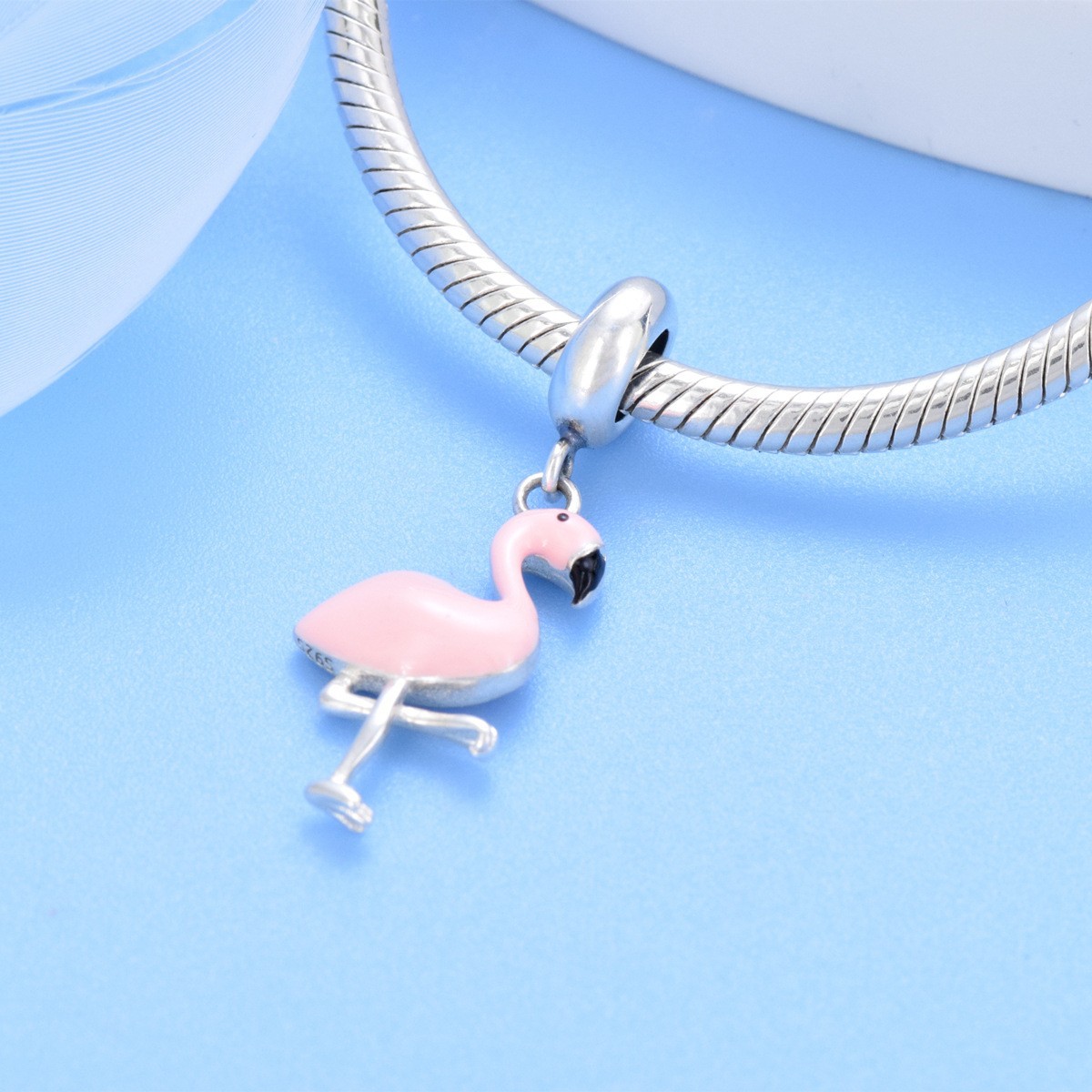 S925 sterling silver beaded DIY pendant red-crowned crane - Image 4