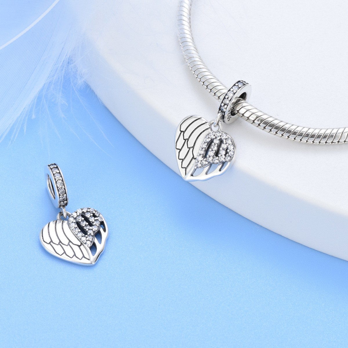 S925 sterling silver beaded DIY pendant love - Image 4