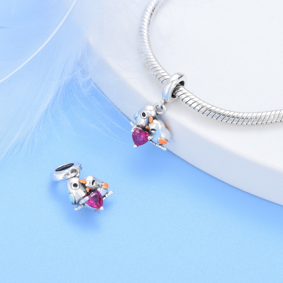 S925 sterling silver beaded DIY pendant magpie - Image 4