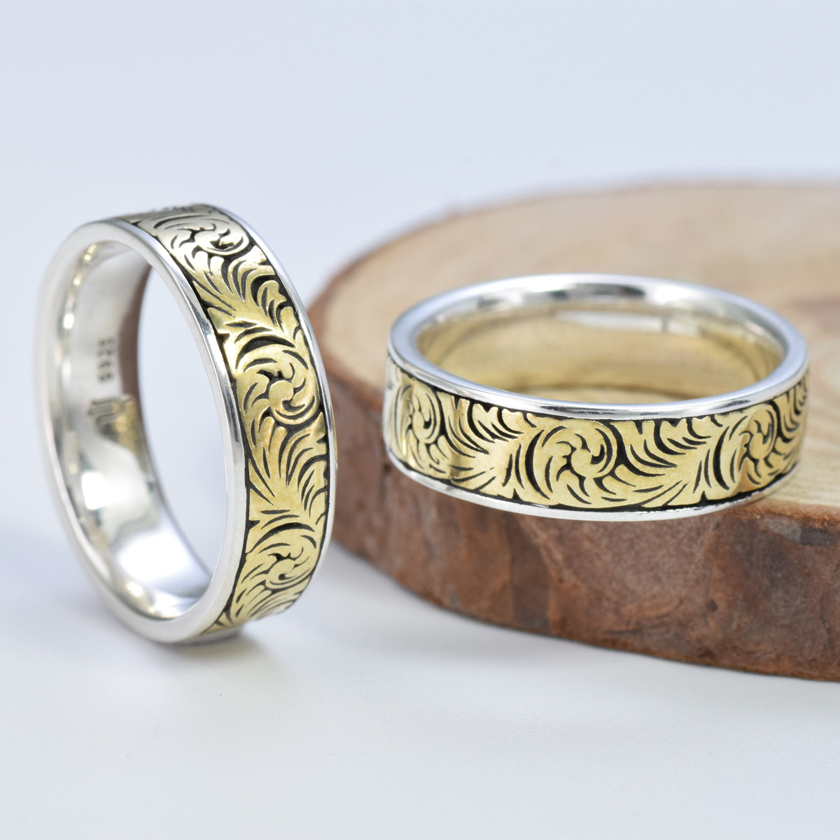 S925 sterling silver couple ring gold craft unisex - Image 4