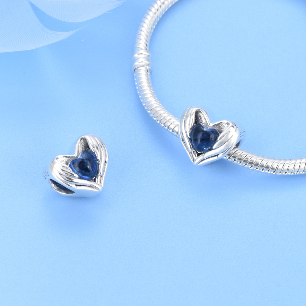 S925 sterling silver beaded DIY pendant love card buckle beads - Image 4