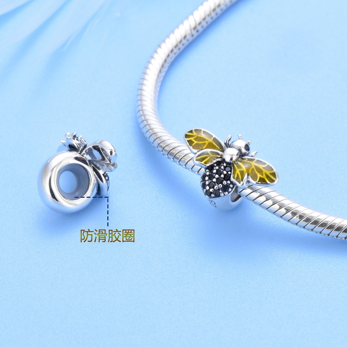 S925 Sterling Silver Beaded DIY Pendant Bee - Image 4