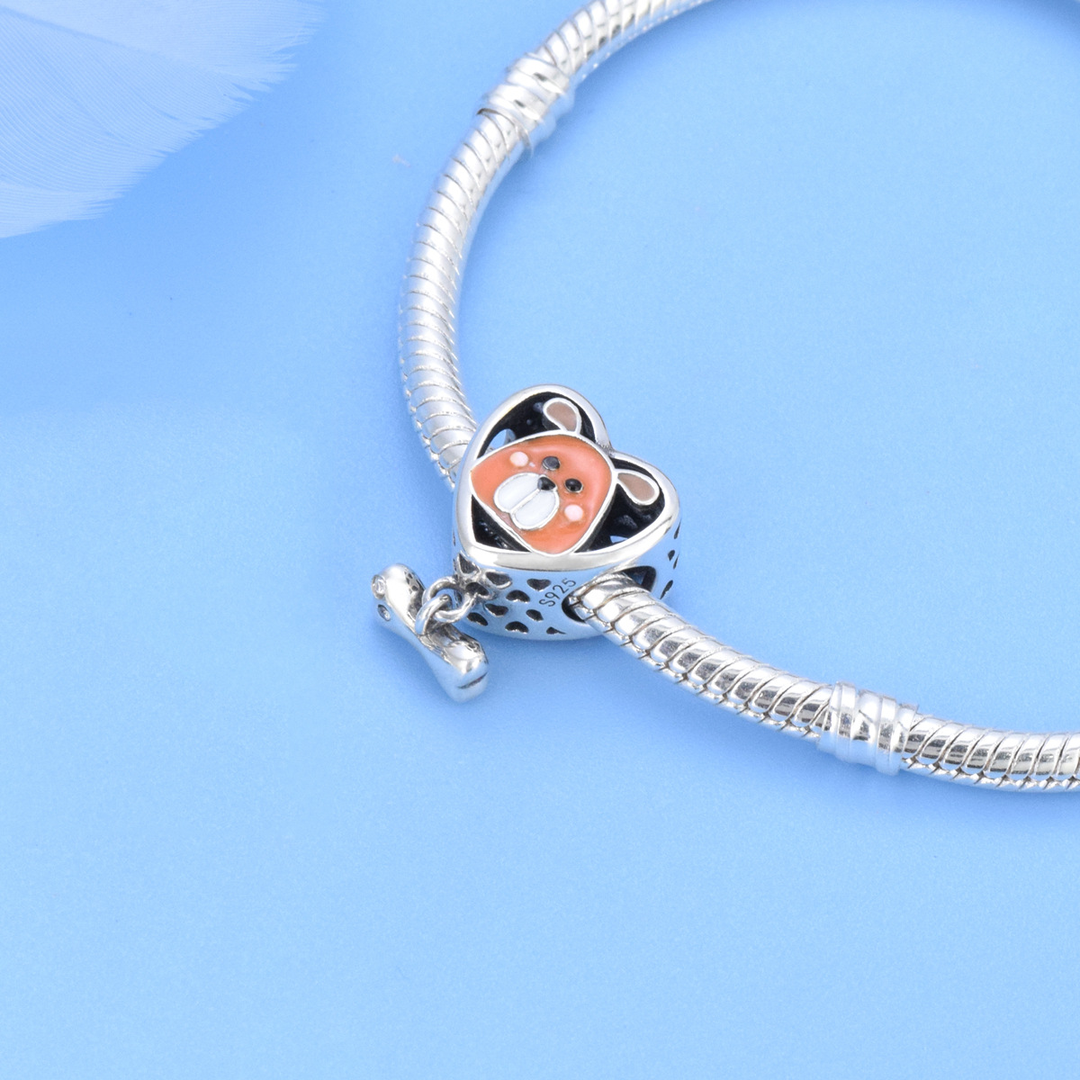 S925 Sterling Silver Beaded DIY Pendant Bear - Image 4