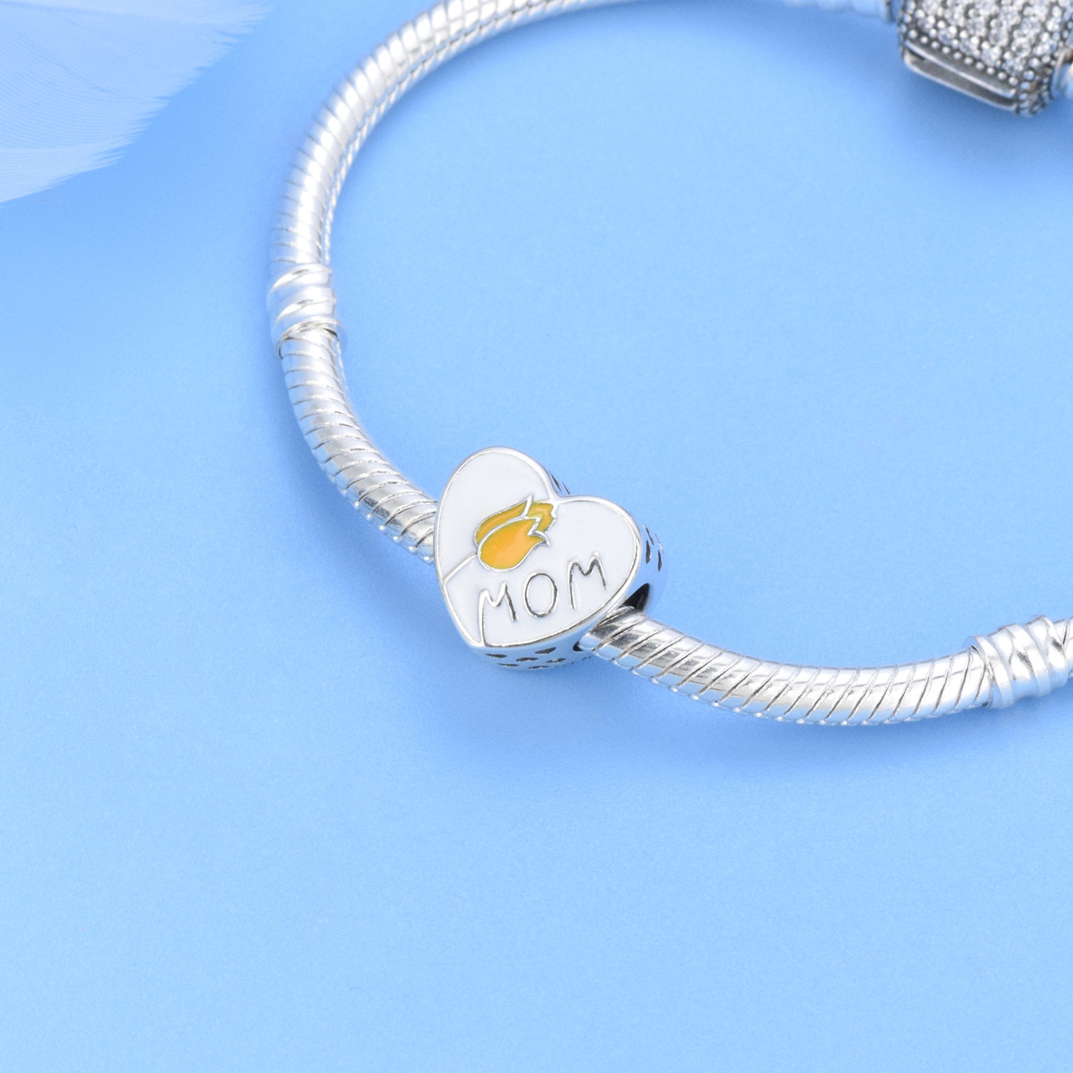 S925 sterling silver beaded DIY pendant love tulips - Image 4