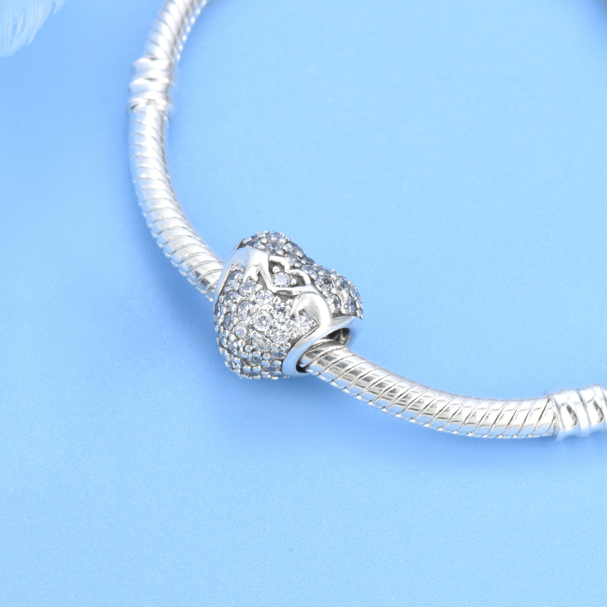 S925 sterling silver beaded DIY pendant love - Image 4