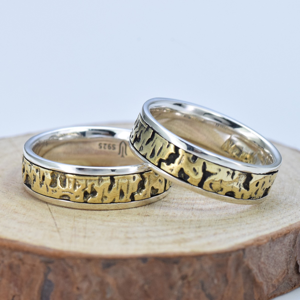 S925 sterling silver couple ring gilt gold craft unisex - Image 4