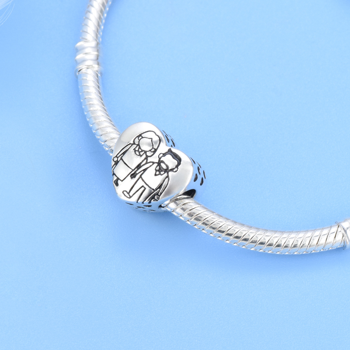 S925 sterling silver beaded DIY pendant love - Image 4