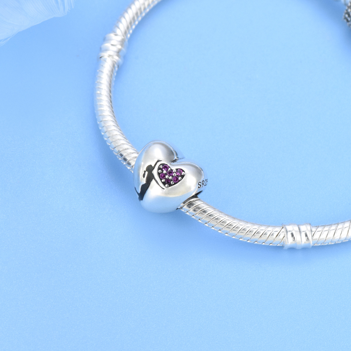 S925 sterling silver beaded DIY pendant love - Image 4