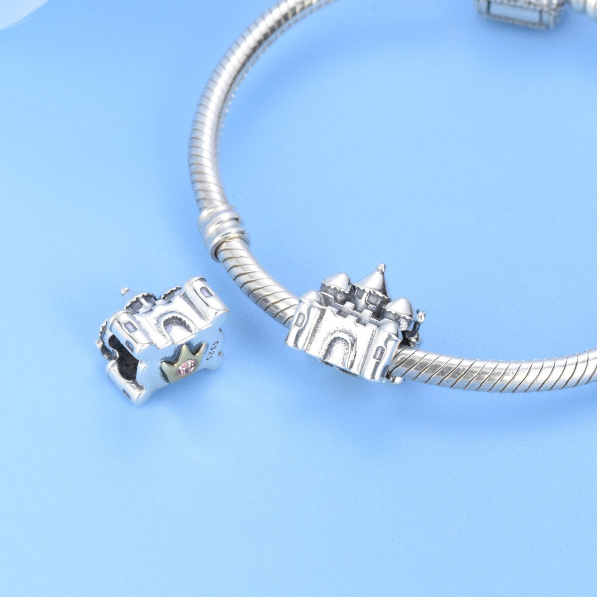 S925 Sterling Silver Beaded DIY Pendant Castle - Image 4