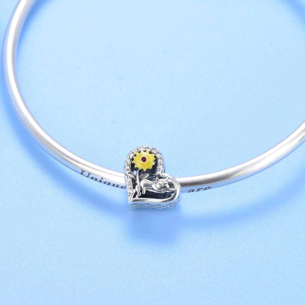 S925 sterling silver beaded DIY pendant sunflower - Image 4