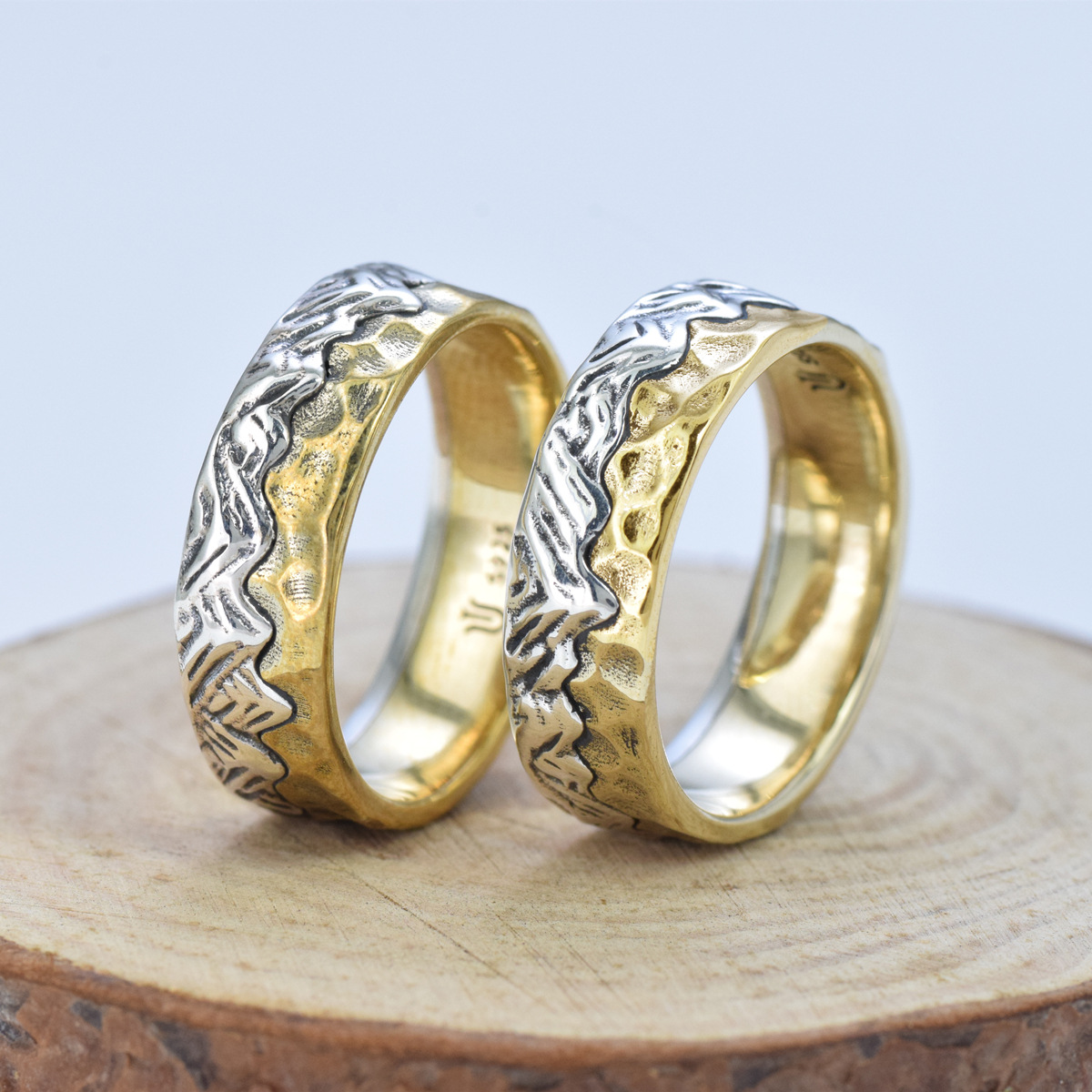 S925 sterling silver couple ring gold craft unisex - Image 2