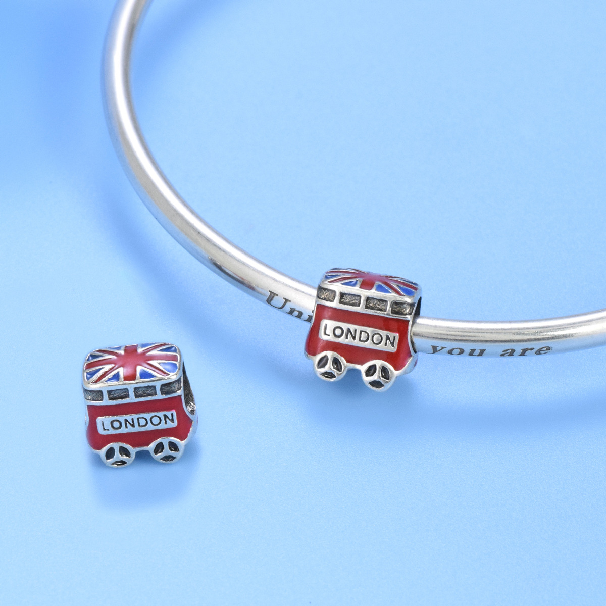 S925 Sterling Silver Beaded DIY Pendant Car Bus - Image 4