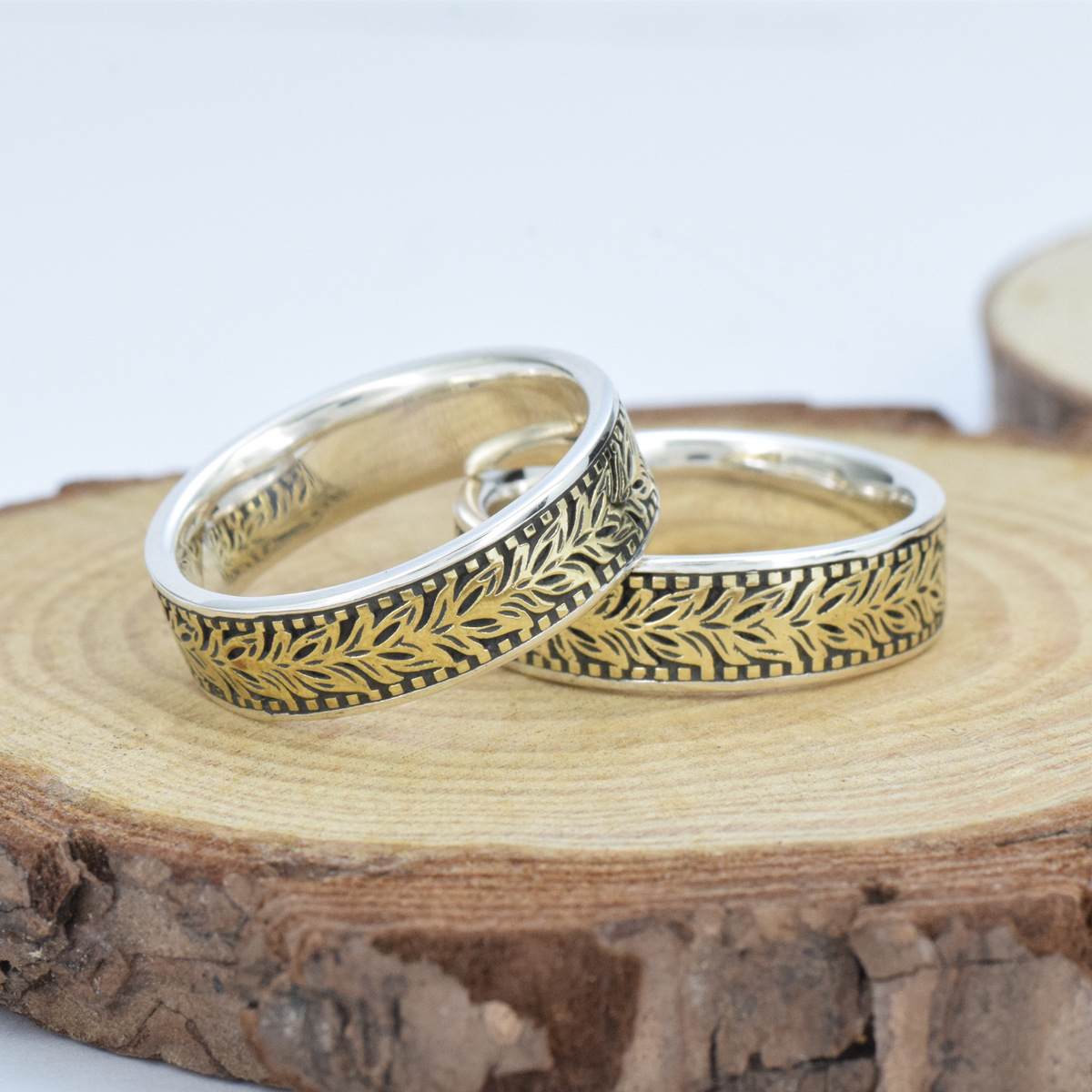 S925 sterling silver couple ring gold craft unisex - Image 3