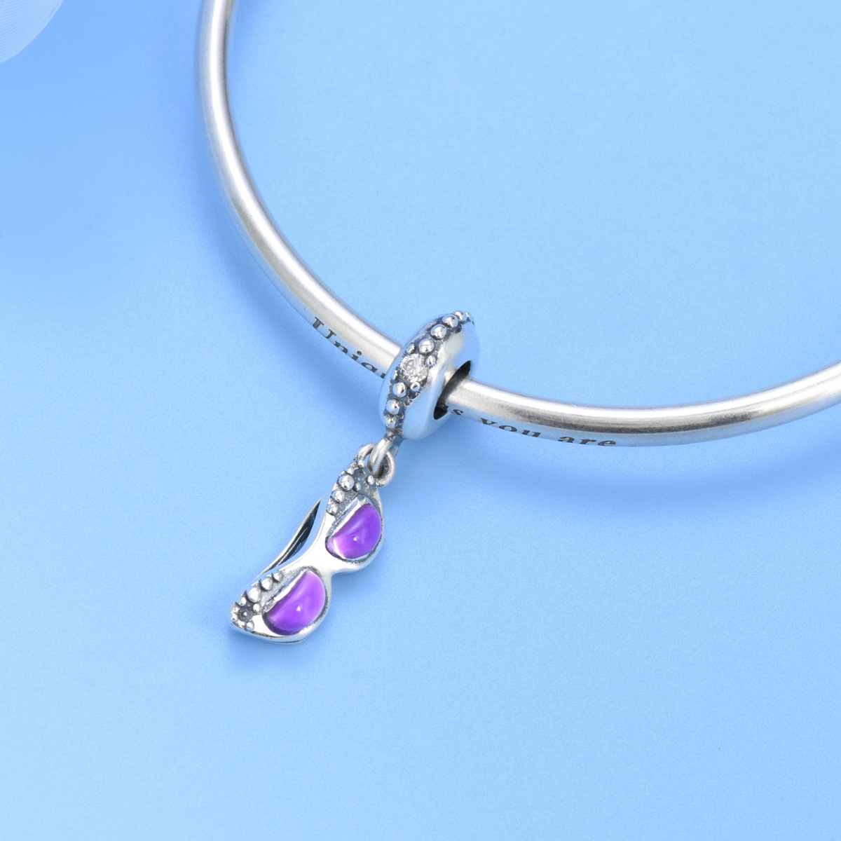 S925 Sterling Silver Beaded DIY Pendant Purple Eyes - Image 4