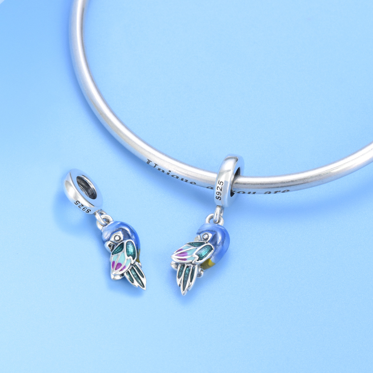 S925 Sterling Silver Beaded DIY Pendant Parrot - Image 4