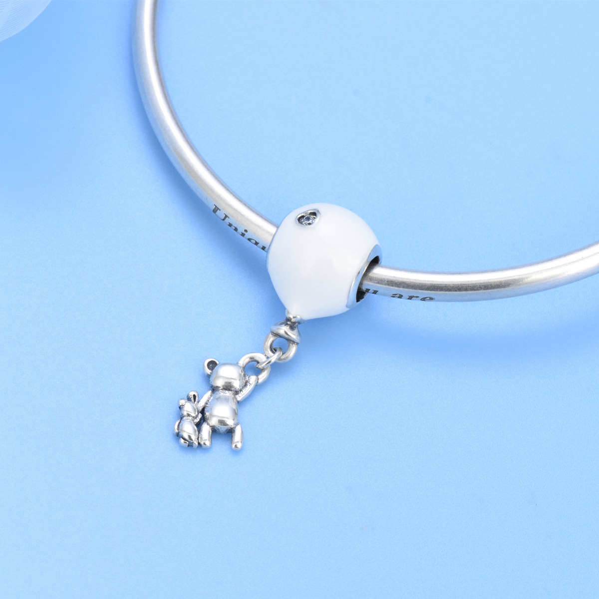 S925 Sterling Silver Beaded DIY Pendant Bear - Image 4