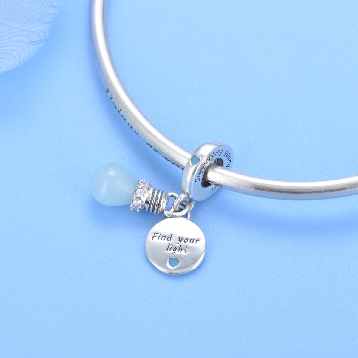 S925 Sterling Silver Beaded DIY Pendant Luminous Bulb - Image 4