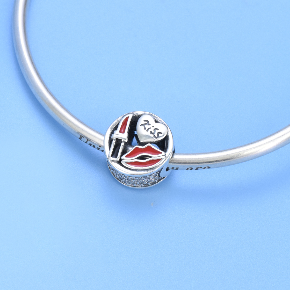 S925 Sterling Silver Beaded DIY Pendant KISS - Image 4