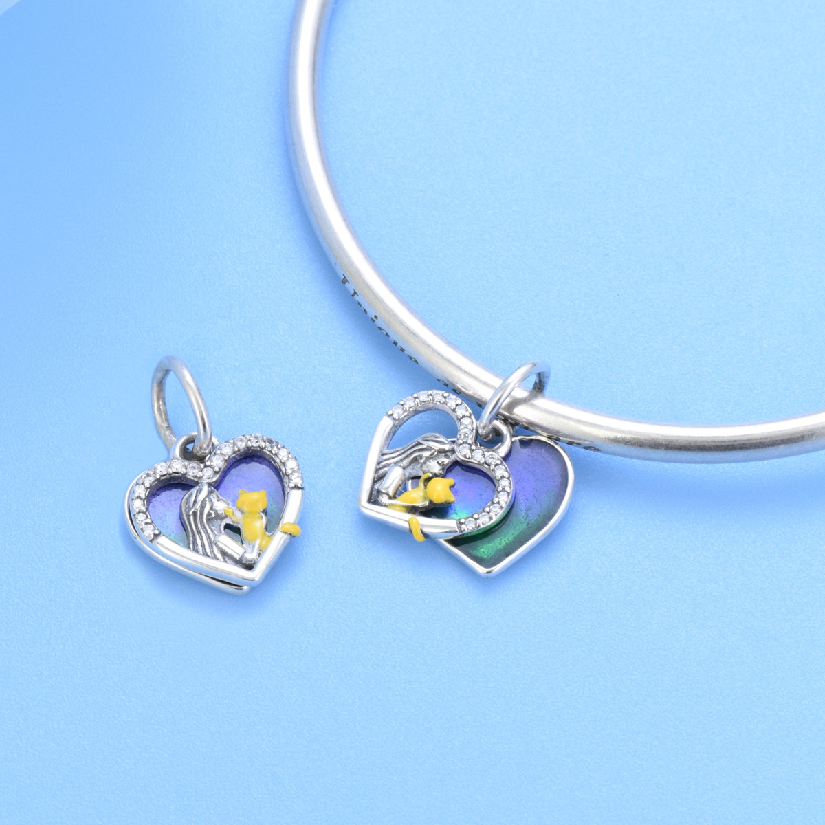 S925 sterling silver beaded DIY pendant heart shaped - Image 4