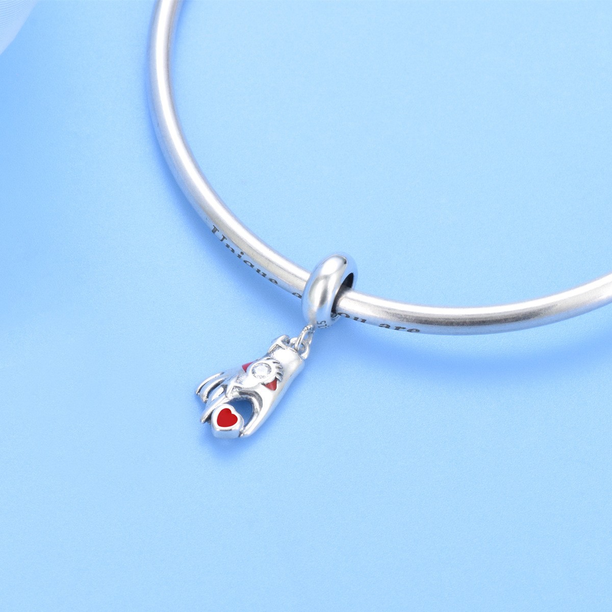 S925 Sterling Silver Beaded DIY Pendant Red Heart - Image 4