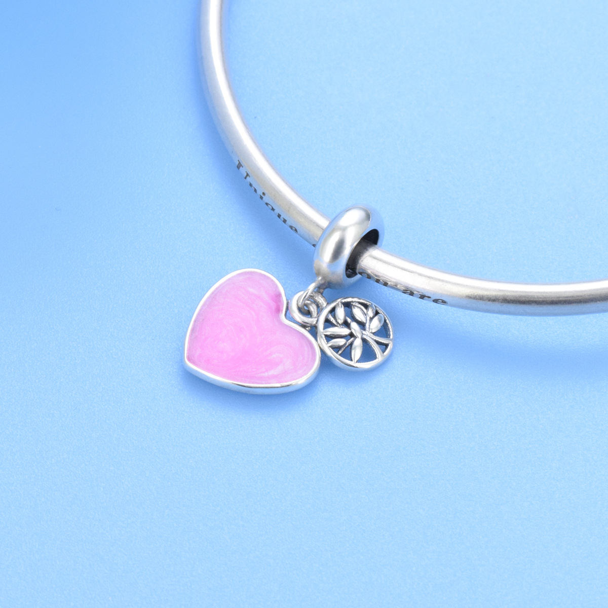 S925 sterling silver beaded DIY pendant heart shaped - Image 4