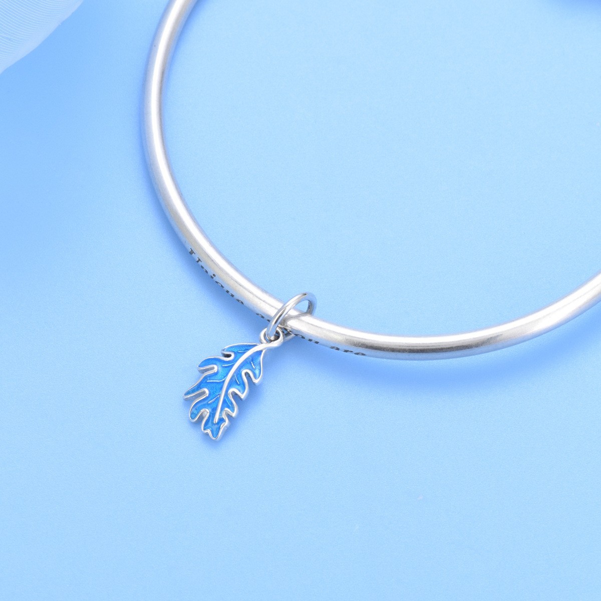 S925 Sterling Silver Beaded DIY Pendant Blue Feathers - Image 4