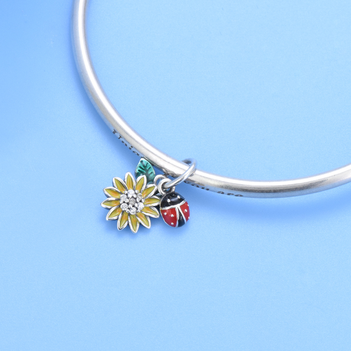 S925 sterling silver beaded DIY pendant seven star ladybug - Image 4