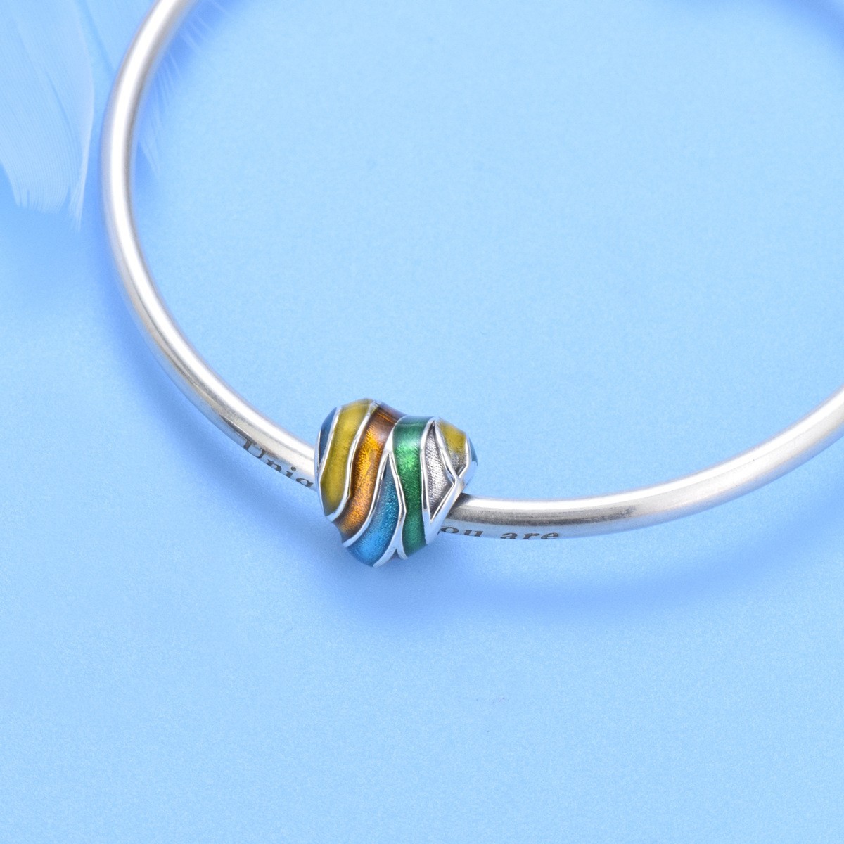 S925 sterling silver beaded DIY pendant color heart - Image 4