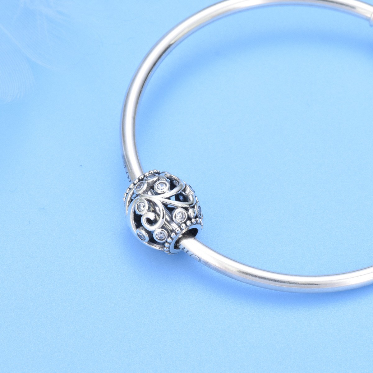 S925 sterling silver beaded DIY pendant hollow large hole beads - Image 4