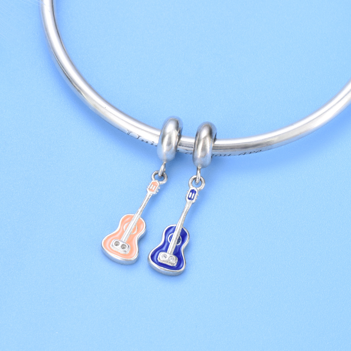 S925 Sterling Silver Beaded DIY Pendant Violin - Image 5