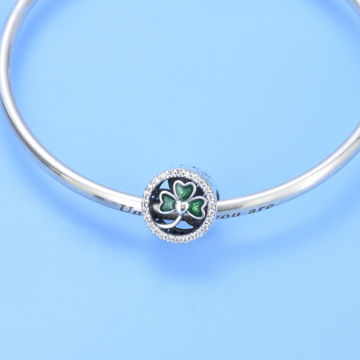 S925 sterling silver beaded DIY pendant clover - Image 4