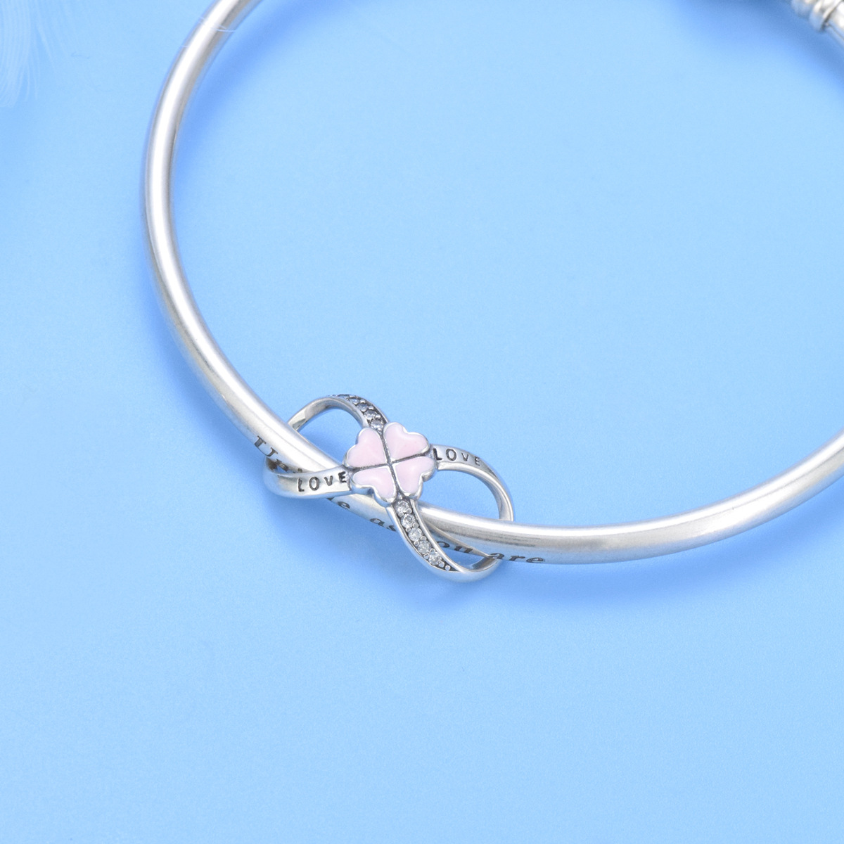 S925 sterling silver beaded DIY pendant figure 8 flowers - Image 4