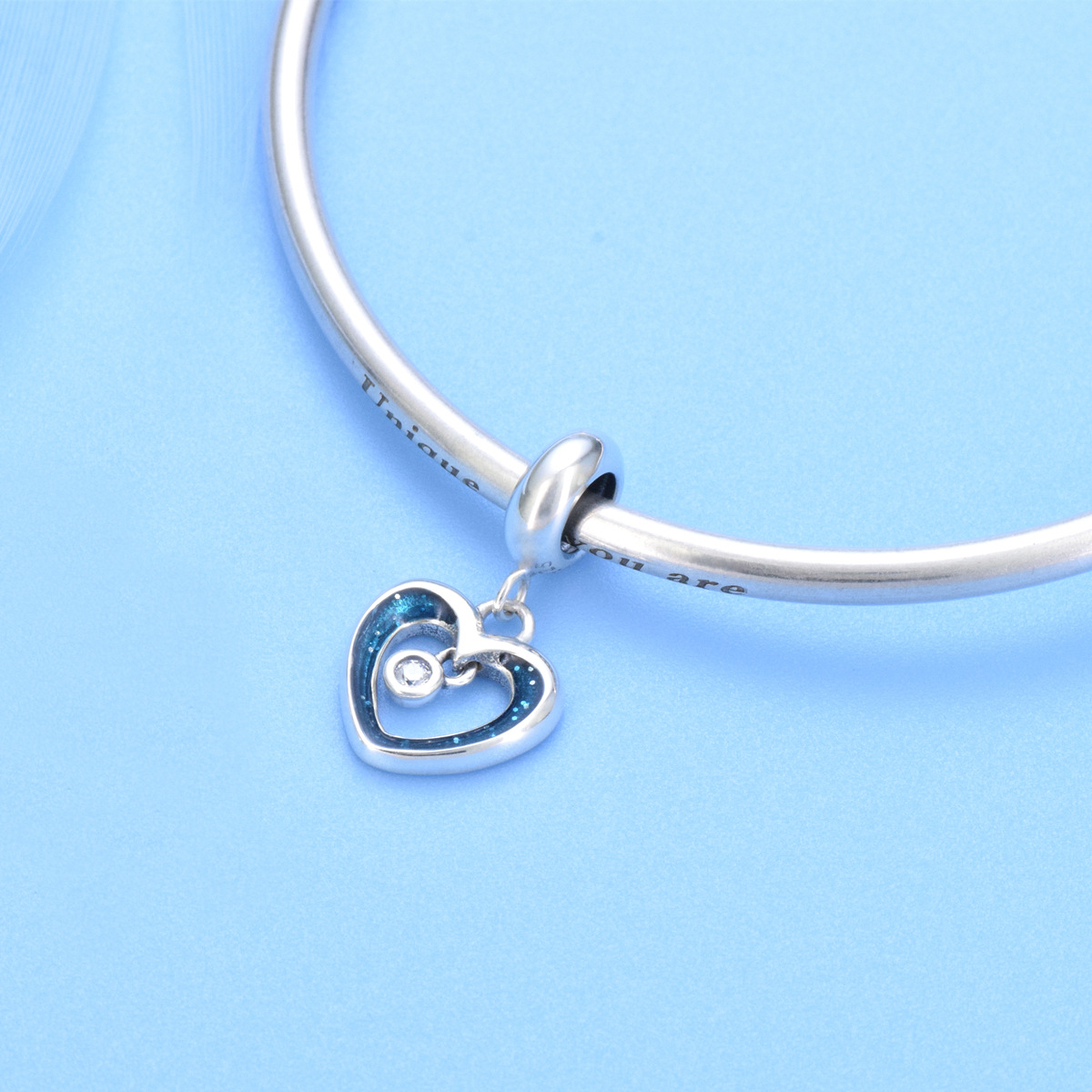 S925 Sterling Silver Beaded DIY Pendant Heart of the Ocean of Love - Image 4