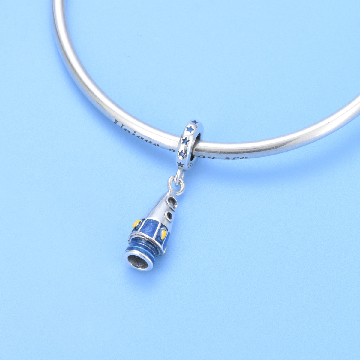 S925 Sterling Silver Beaded DIY Pendant Spaceship - Image 4