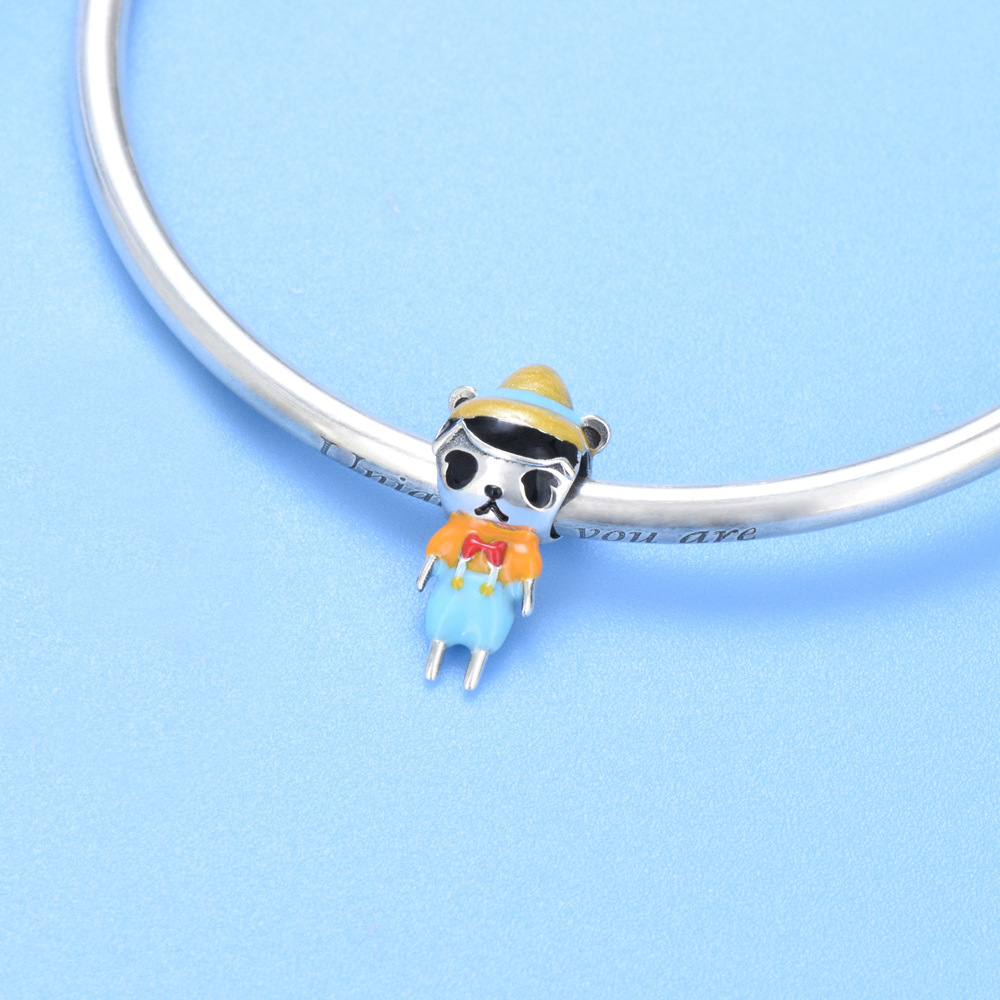 S925 Sterling Silver Beaded DIY Pendant Cartoon Girl - Image 4