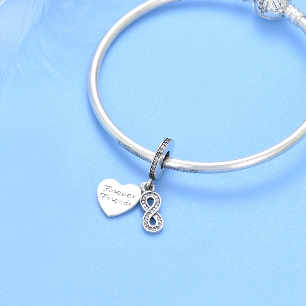 S925 sterling silver beaded DIY pendant love - Image 4