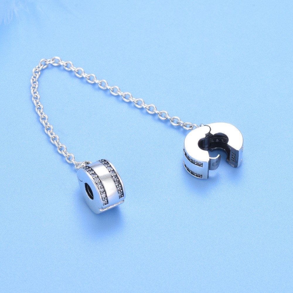 S925 sterling silver beaded DIY pendant safety chain - Image 4