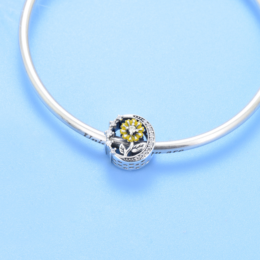 S925 sterling silver beaded DIY pendant sunflower - Image 4