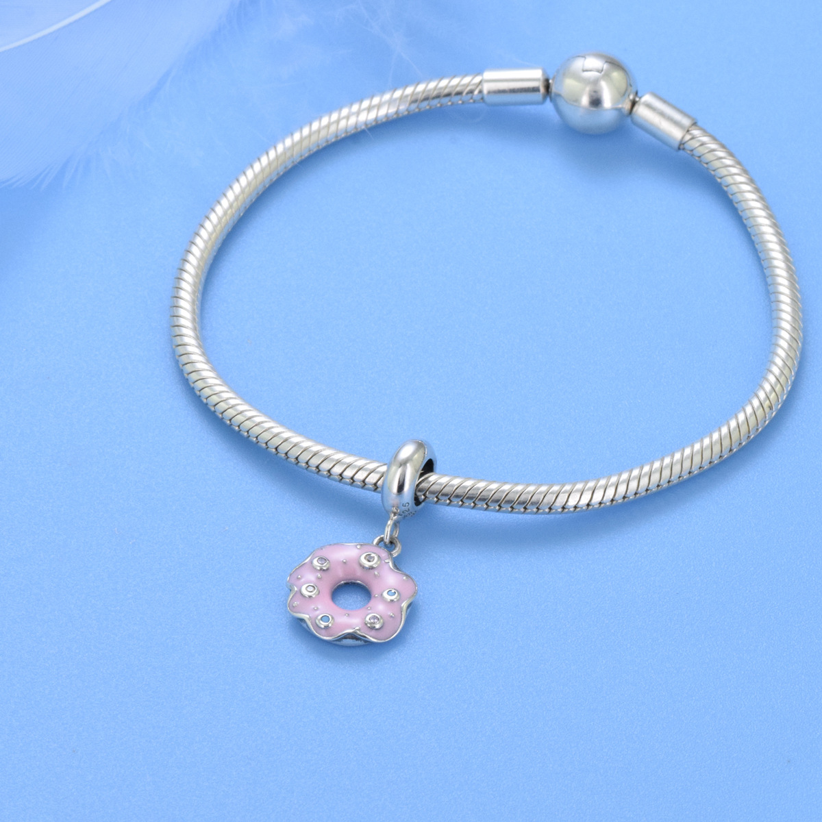 S925 sterling silver bead DIY pendant donut - Image 4