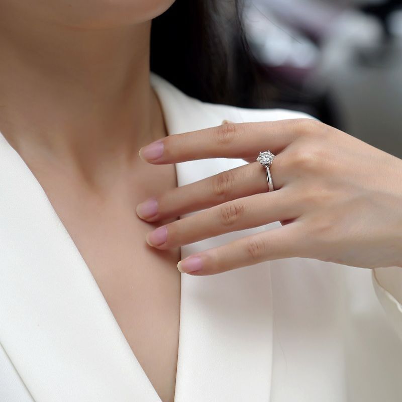 Six-claw ring S925 silver Moissanite Diamond Ring - Image 4